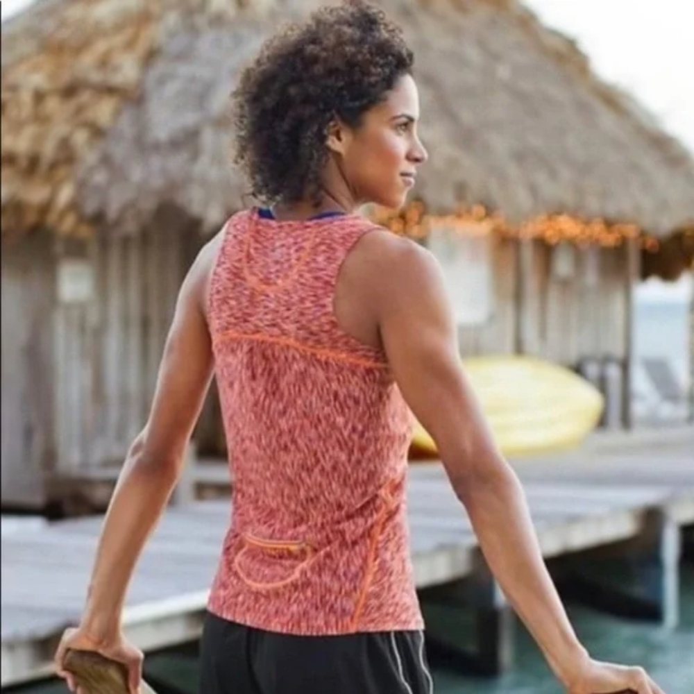 Athleta | Fire Colored 🔥 Moisture Wicking Technical Workout Tank Reflective - M